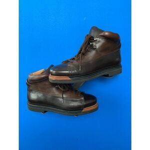 SANTONI EVEREST HIKING BOOT 8.5  D DERBY BURNISHED BROWN ZIPPER
